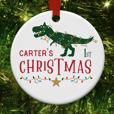 Personalised Dinosaur First Christmas Christmas Decoration