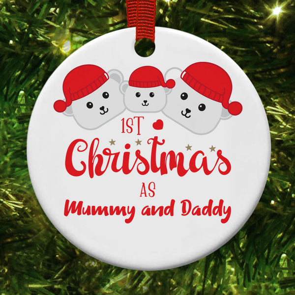 Personalised First Christmas As Mummy And Daddy Christmas Decoration - 1