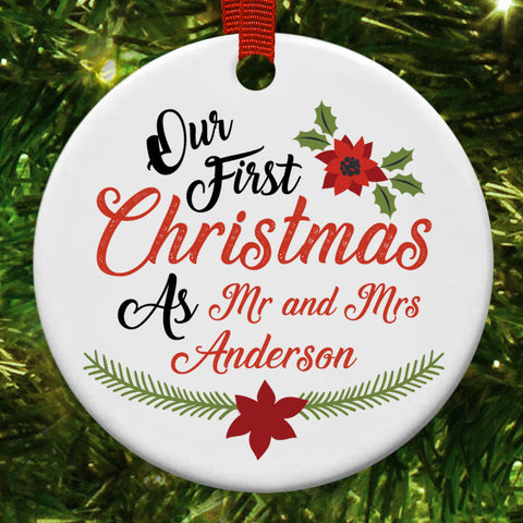 Personalised Our First Christmas As Mr And Mrs NAME Christmas Decoration