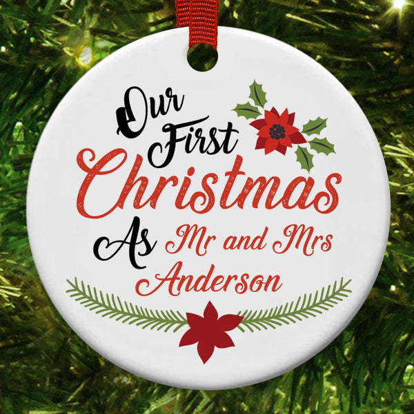 Personalised Our First Christmas As Mr And Mrs NAME Christmas Decoration - 1