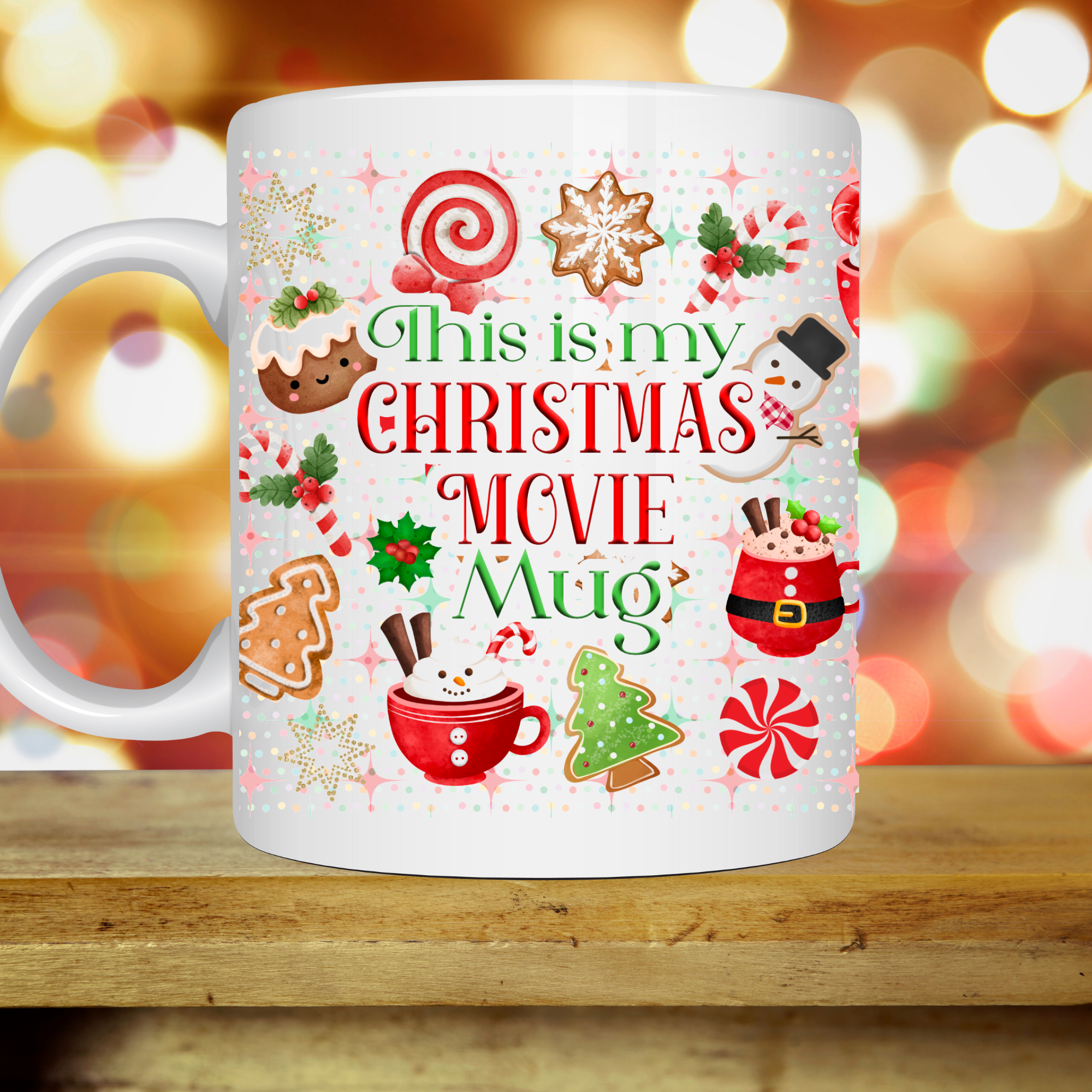 This Is My Christmas Movie Mug (Custom Name Optional) White Ceramic - Perham Prints