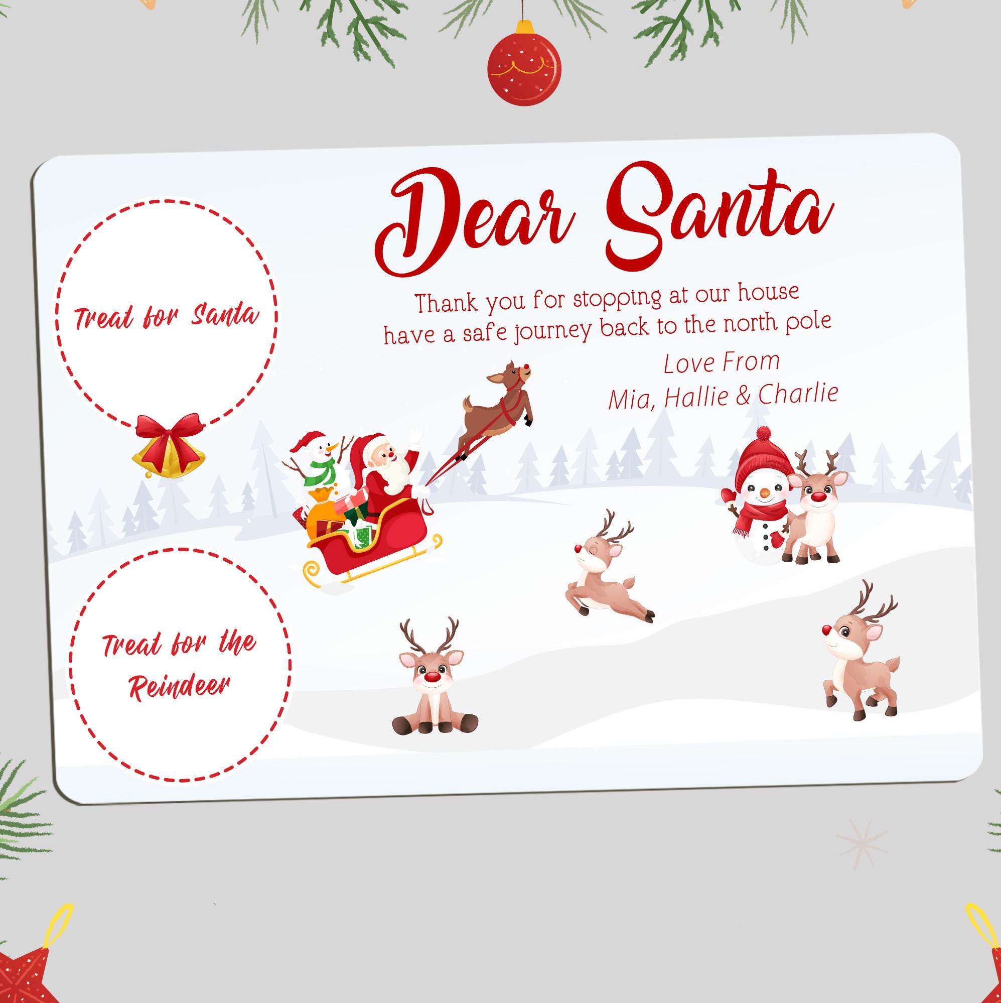 Christmas Place Mat For Santa And Rudolph Treats Design