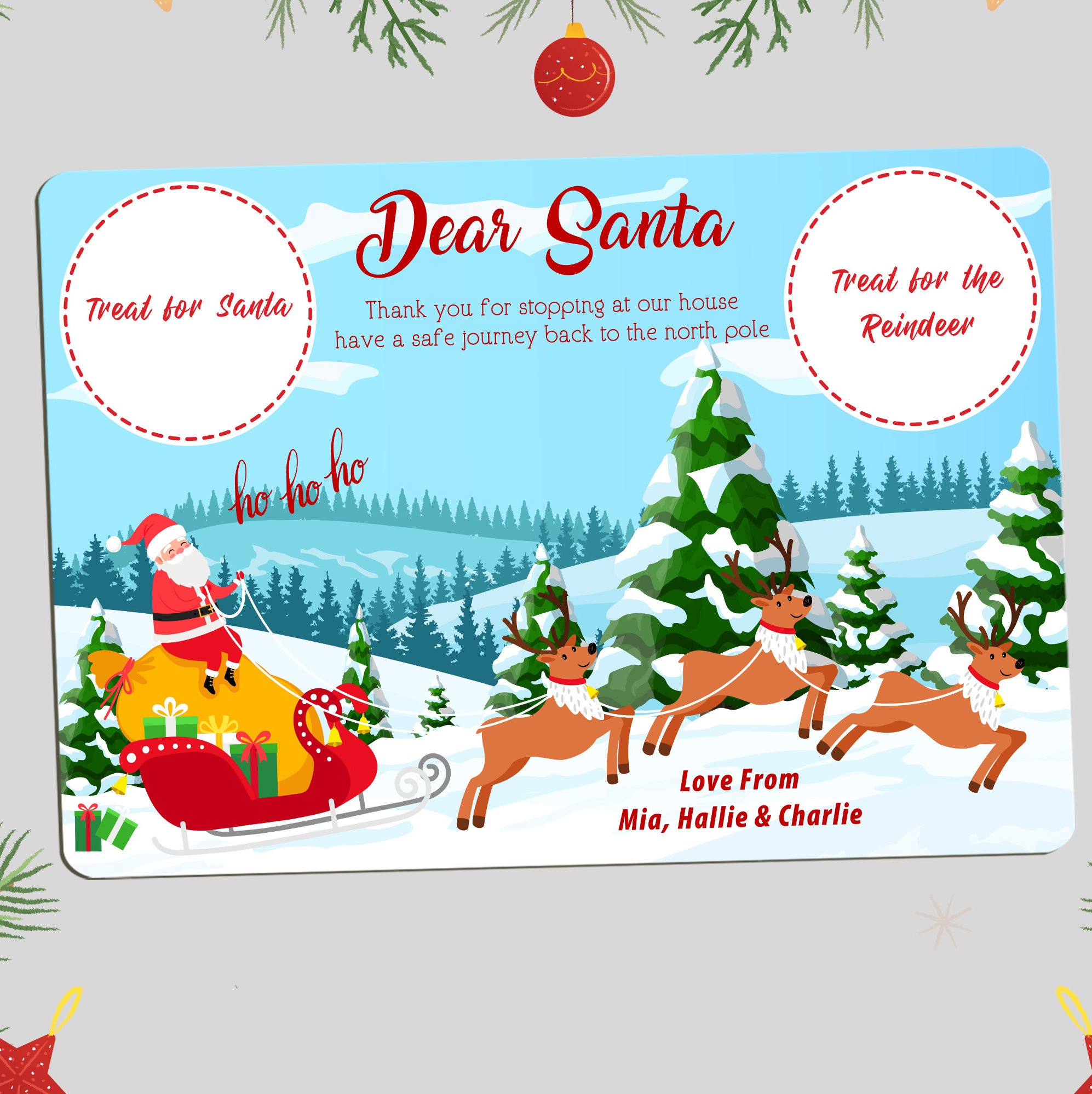 Christmas Place Mat For Santa And Rudolph Treats Design