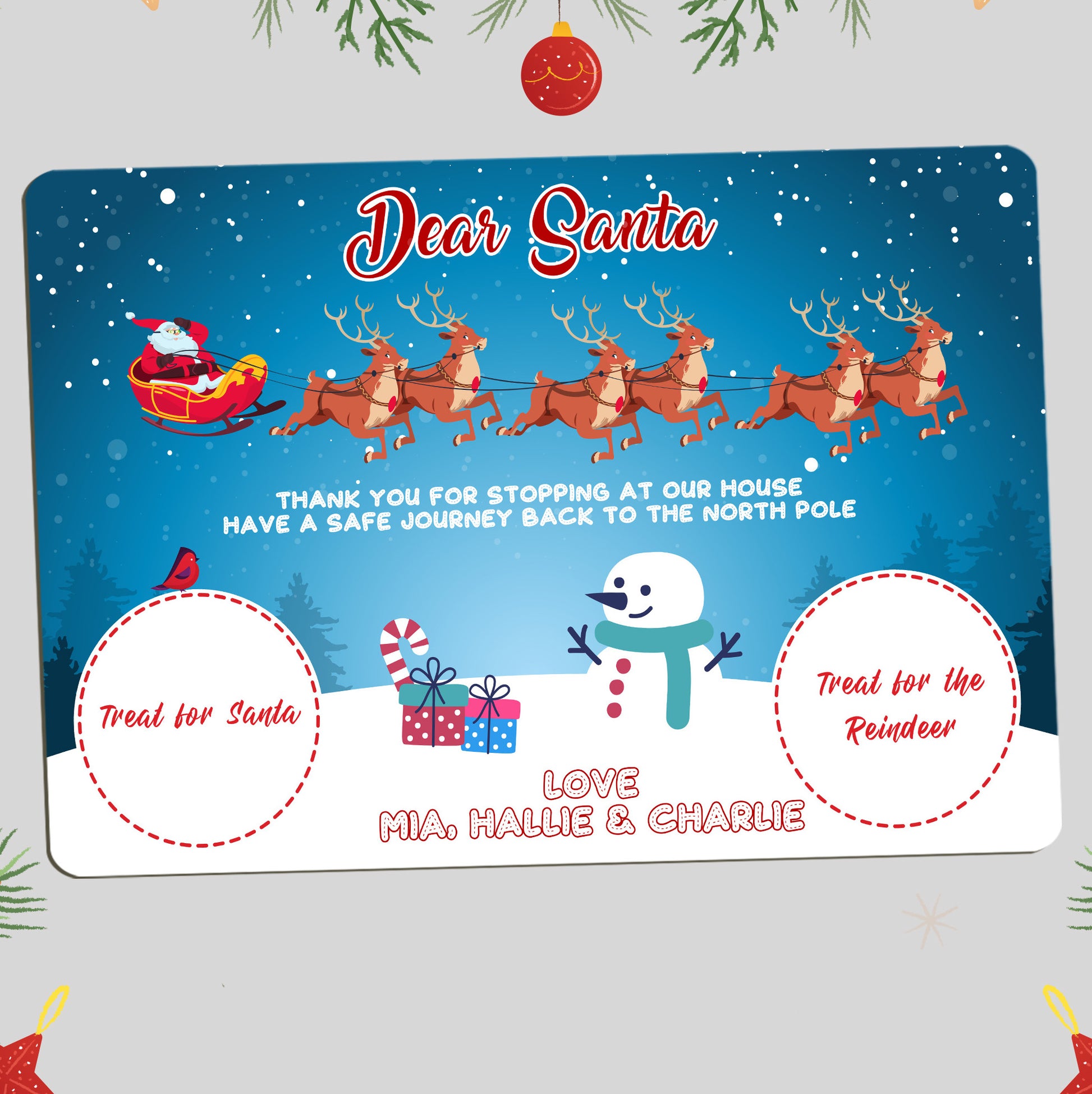 Christmas Place Mat For Santa And Rudolph Treats Design - Perham Prints