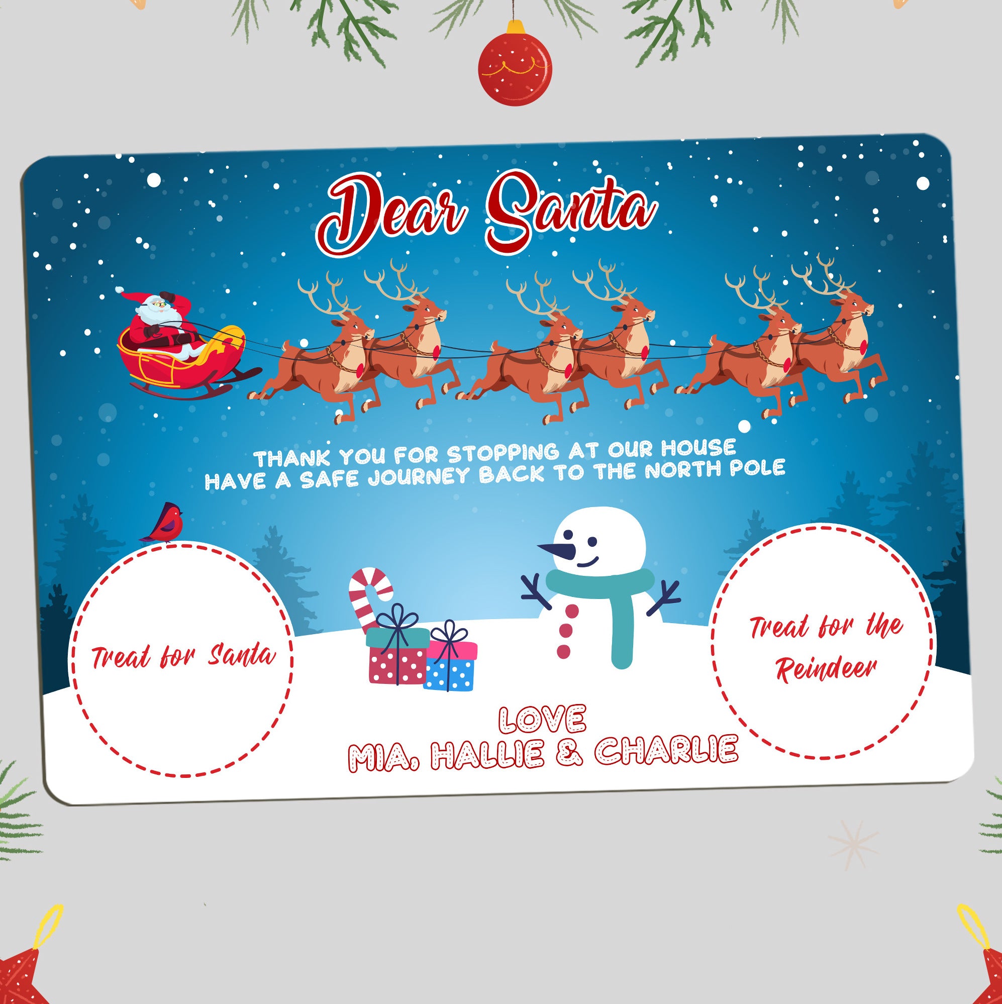 Christmas Place Mat For Santa And Rudolph Treats Design