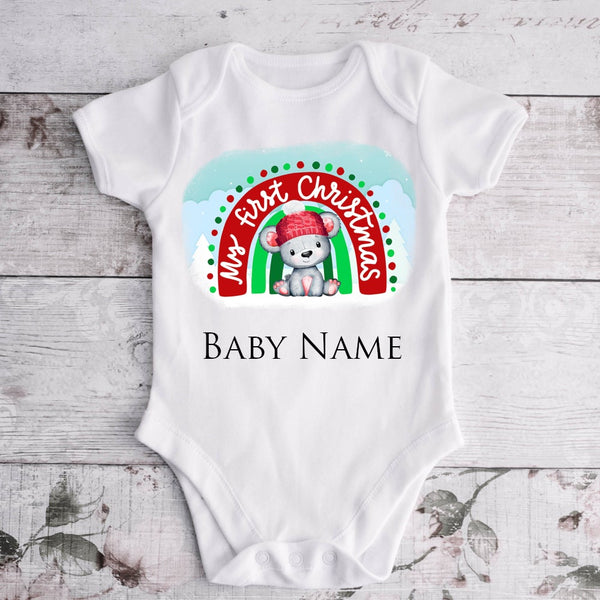 My First Christmas White Baby Vest Unisex Personalised With Name - 1