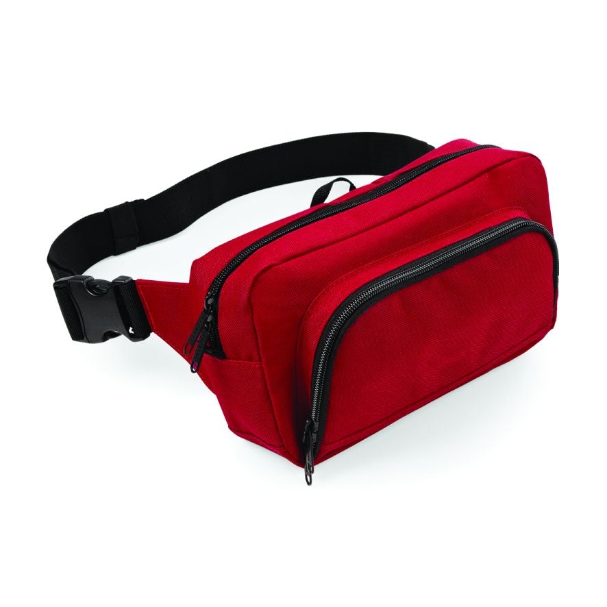 Fully Personalised Red Colour Two Pockets Waist Bag Belt Bag