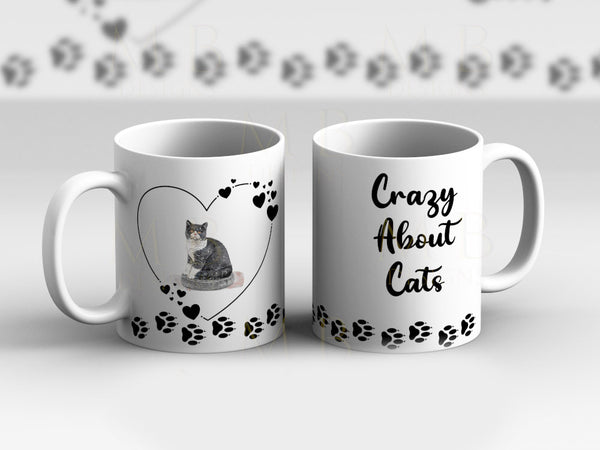 Black & Grey Cat Crazy About Cats Cup Mug - 1