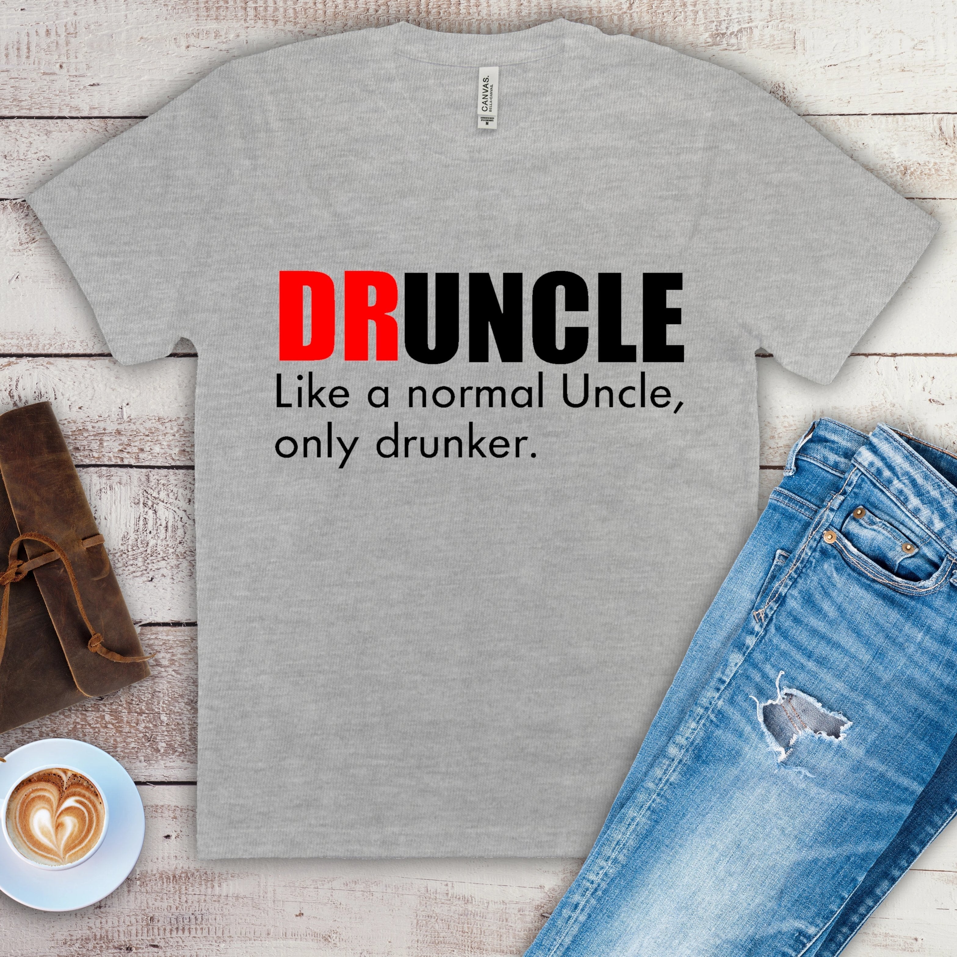 Druncle Personalised Custom Light Grey Gildan Tshirt