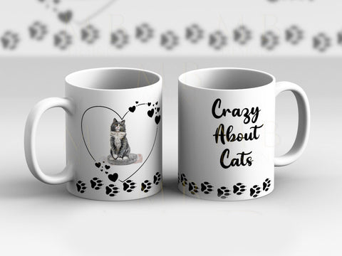 Fluffy Black Cat Crazy About Cats Cup Mug
