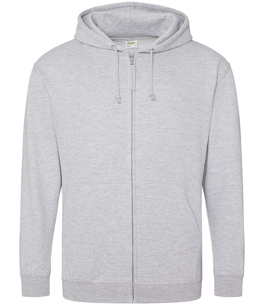 Fully Personalised Sports Grey UNISEX Zip AWDis Hoodie - Create Your Design - Perham Prints