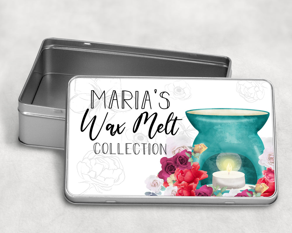 Wax Melt Collection Custom Name Storage Metal Rectangle Tin