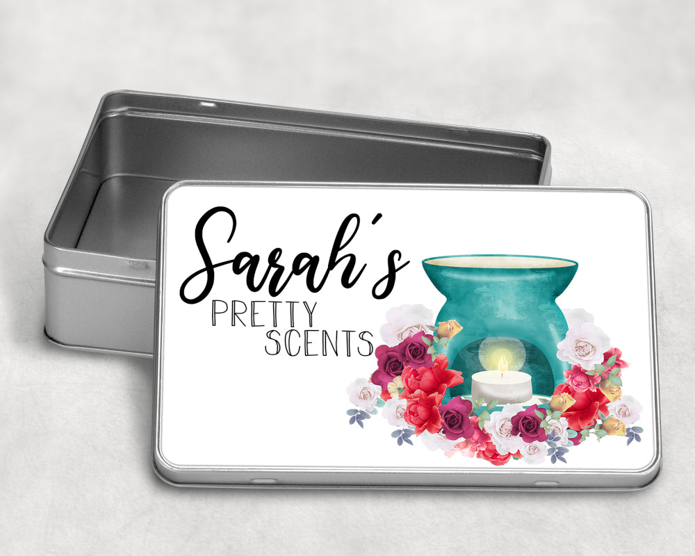 Wax Melt Pretty Scents Custom Name Storage Metal Rectangle Tin