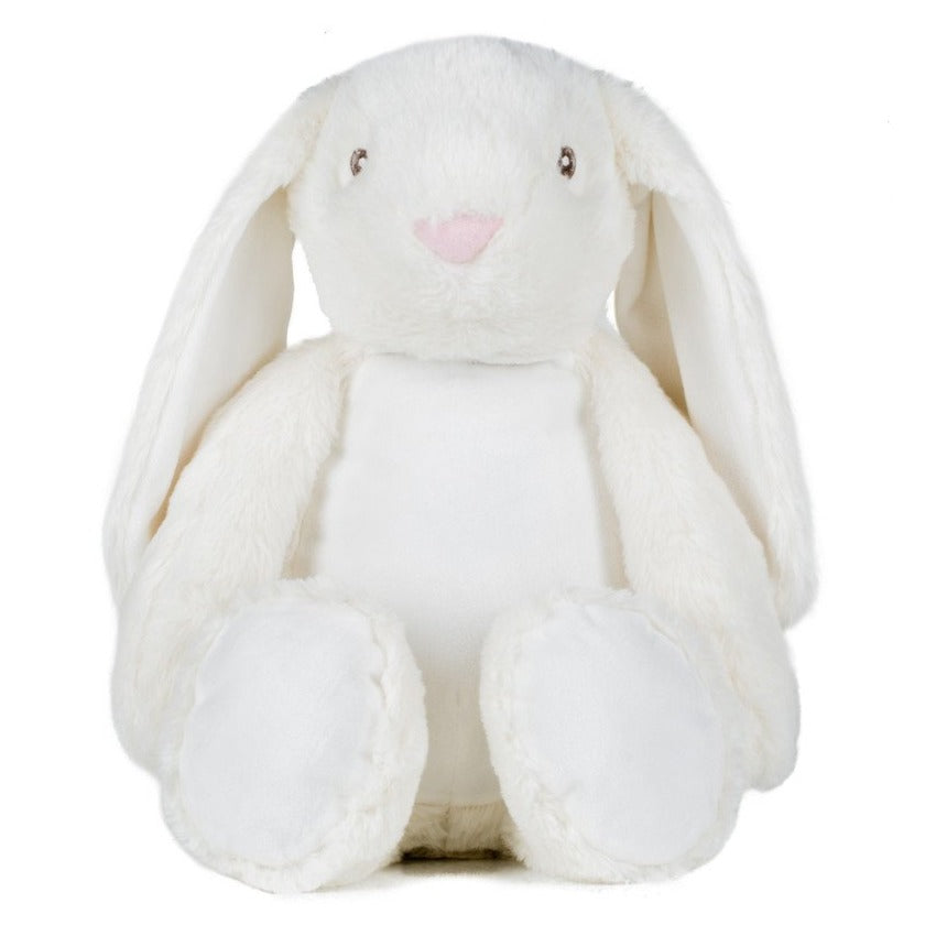 Personalised White Bunny Rabbit Animal Floppy Ears Teddy Cuddle Toy