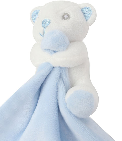 Personalised Baby Comforter Blue Bear Cuddle Toy