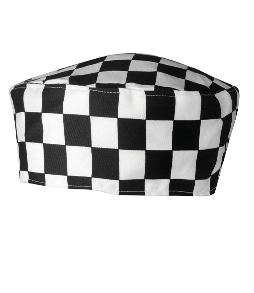 Fully Personalised Chef Skull Cap Black and White Checkerd