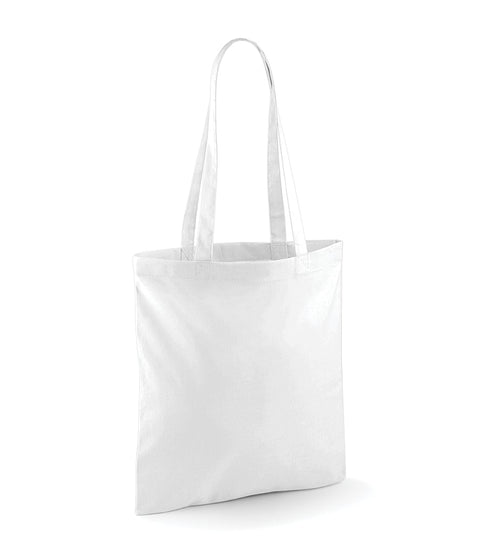 Personalised White Long Handled Tote Bag