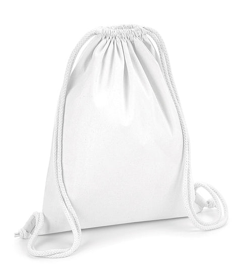 Fully Personalised White Polyester Drawstring Gym Bag