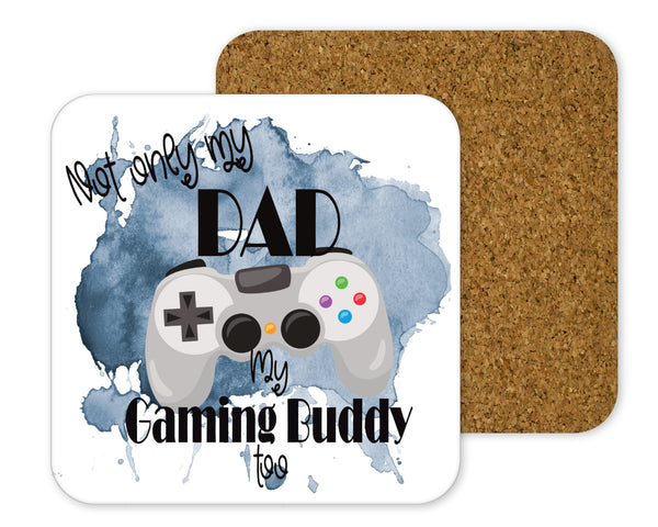 Not Only My Dad My Gaming Buddy Too Playstation Style Coaster Custom Text - 1