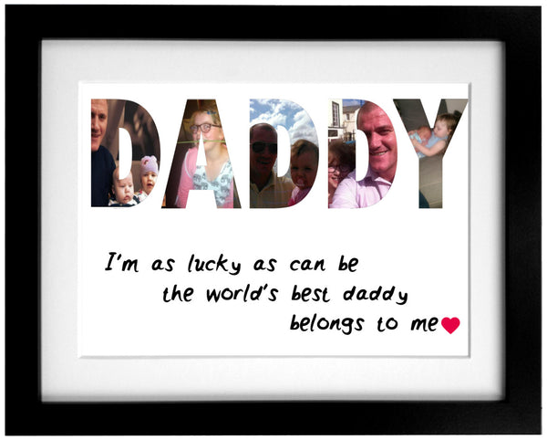 Personalised Daddy Word Art Frame Design Fathers Day Gift Ready To Hang - 1