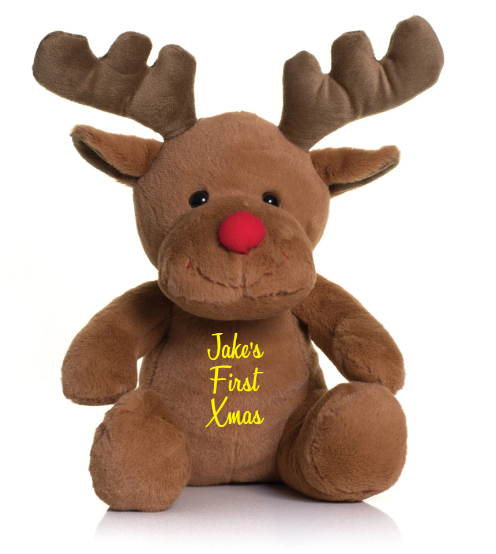 Personalised Reindeer Animal Christmas Teddy Cuddle Toy - Perham Prints