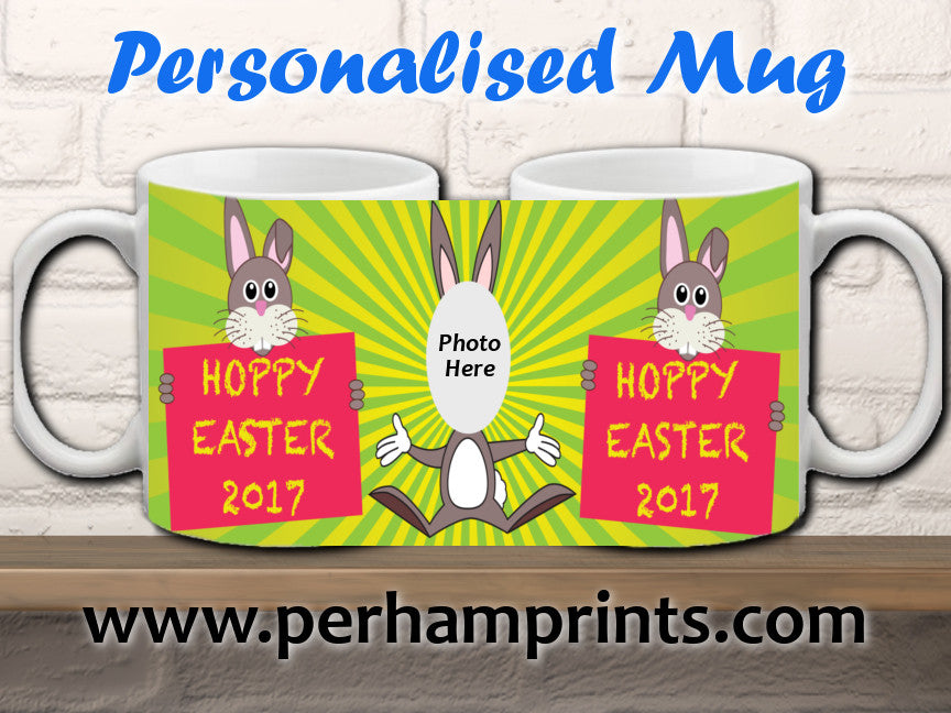 NEW: Hoppy Easter Rabbit Bunny Personalised Cup - Perham Prints