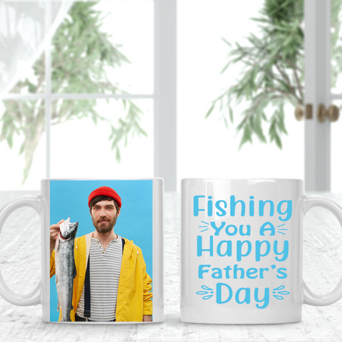 Fishing You A Happy Father's Day Fisher Personalised Photo Cup Mug