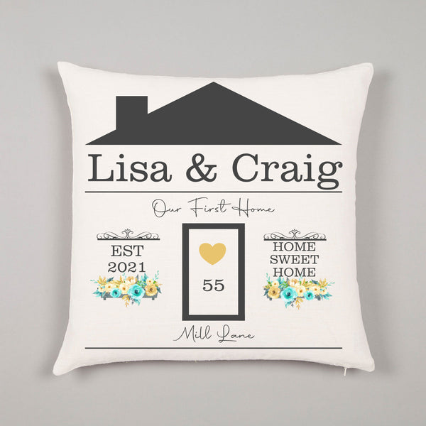 New First Home Gift Family Name Door Name Established Home Sweet Home Personalised Cushion - 4