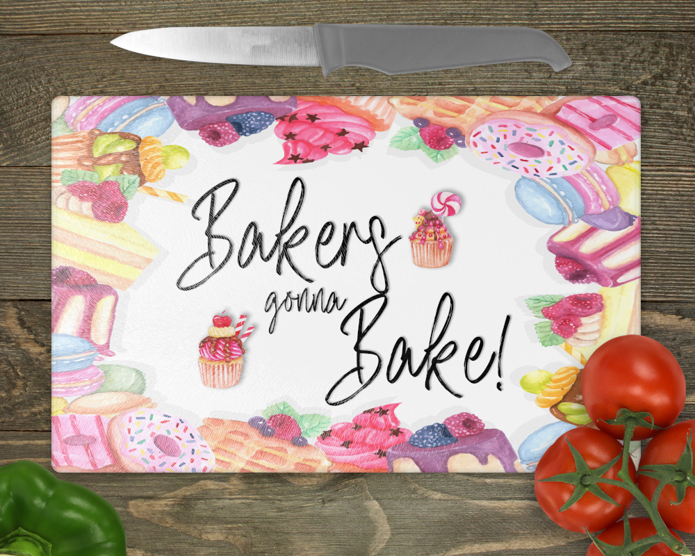 Baker's Gonna Bake Chopping Board Frosted Glass
