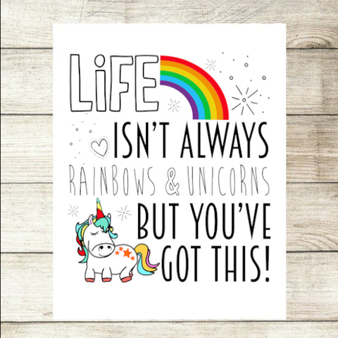Life Isn't Always Unicorns and Rainbows But You Rock Adult Gift Custom Photo Card