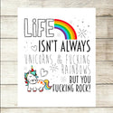 Life Isn't Always Unicorns and Rainbows But You Rock Adult Gift Custom Photo Card - 2