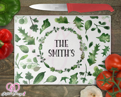 Custom Family Name Personalised Chopping Board Frosted Glass