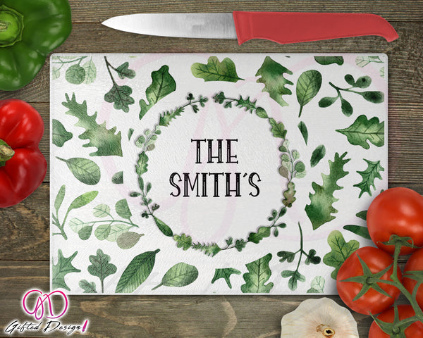 Custom Family Name Personalised Chopping Board Frosted Glass - 1