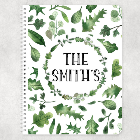 Custom Name Green Leaves A4 Personalised Note pad Note book