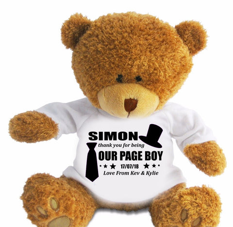 Personalised Thank You Page Boy Gift Edward Teddy Bear Cuddle Toy