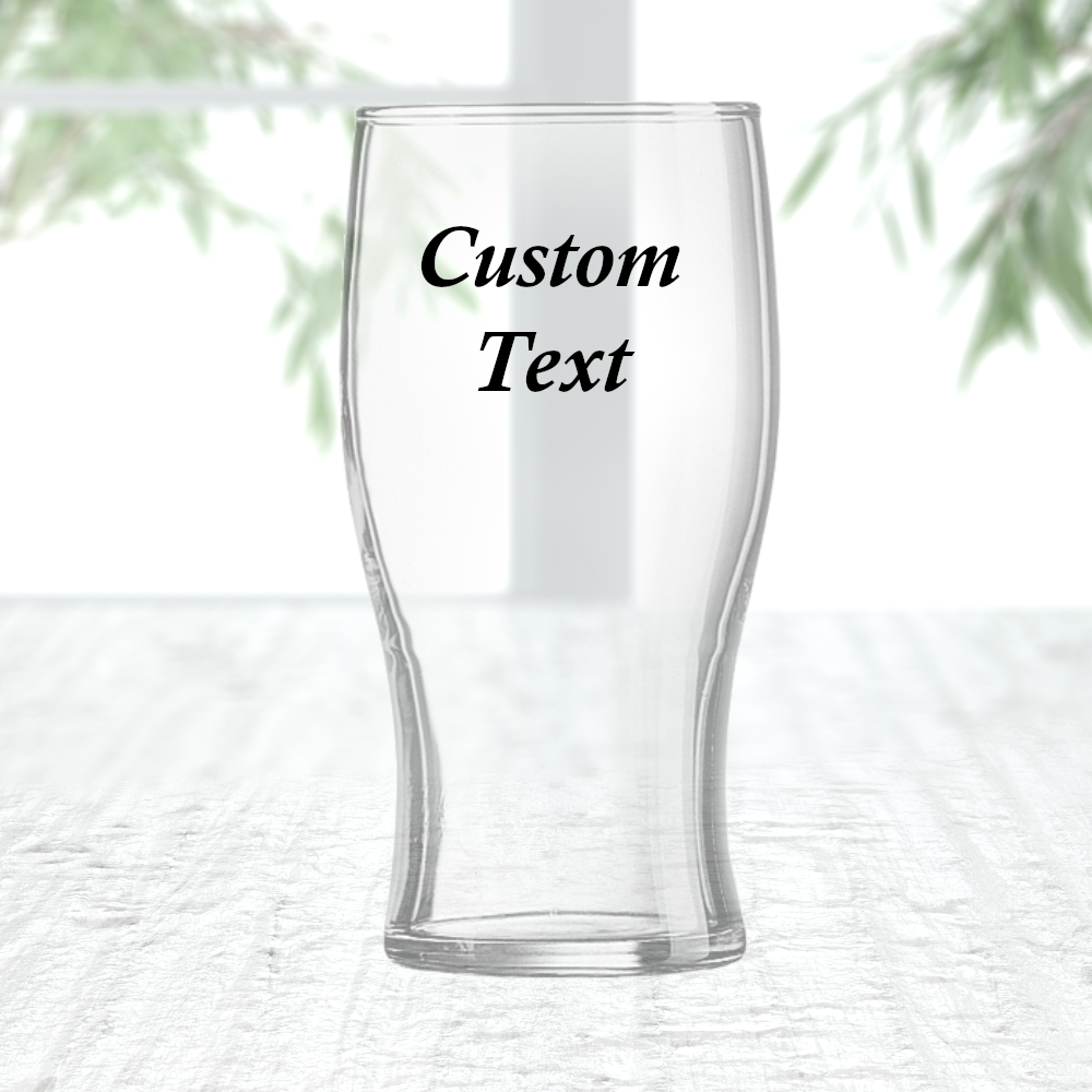 Personalised Pint Drinking Glass Customise With Text - Perham Prints