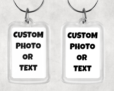 Plastic Photo Picture Keyring Upload Your Photo or Text - 0