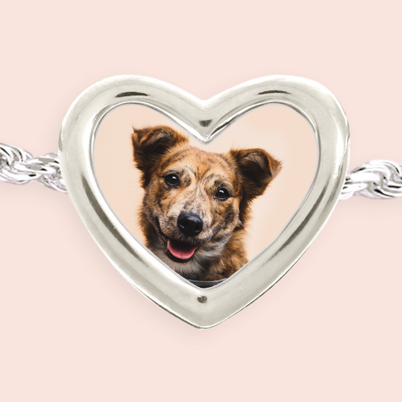 Heart Shaped Photo Charm Metal - Fits Most Bracelets