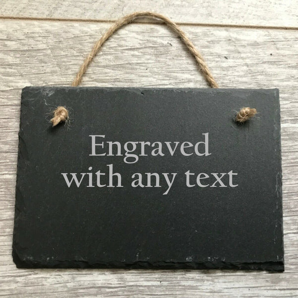 Hanging Rectangle Slate Plaque engraved personalised with text - 1