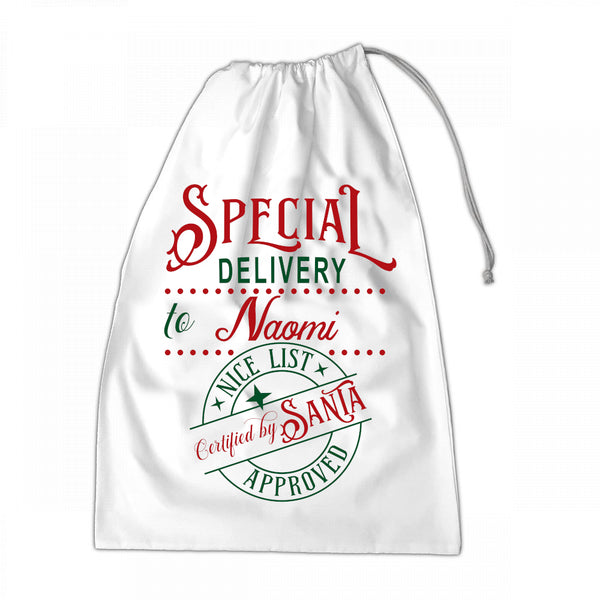 Personalised Santa Sack XLarge 50x70cm Special Delivery To NAME #1 - 1