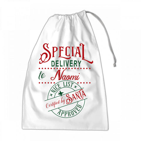 Personalised Santa Sack XLarge 50x70cm Special Delivery To NAME #1