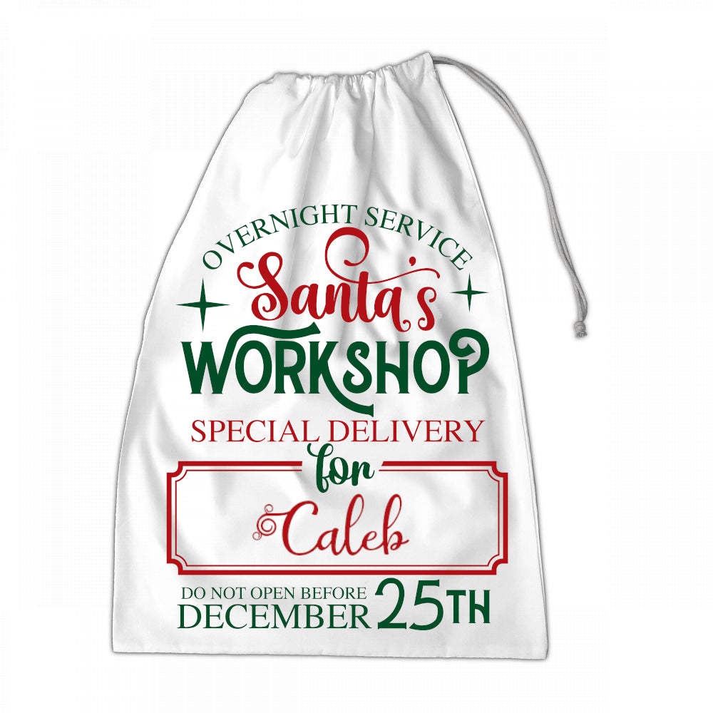 Personalised Santa Sack XLarge 50x70cm Overnight Service Santa's Workshop Delivery For NAME #10