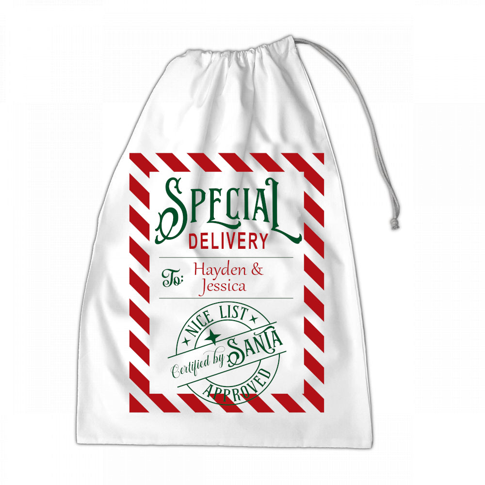 Personalised Santa Sack XLarge 50x70cm North Pole Express Delivery For NAME #12 - Perham Prints