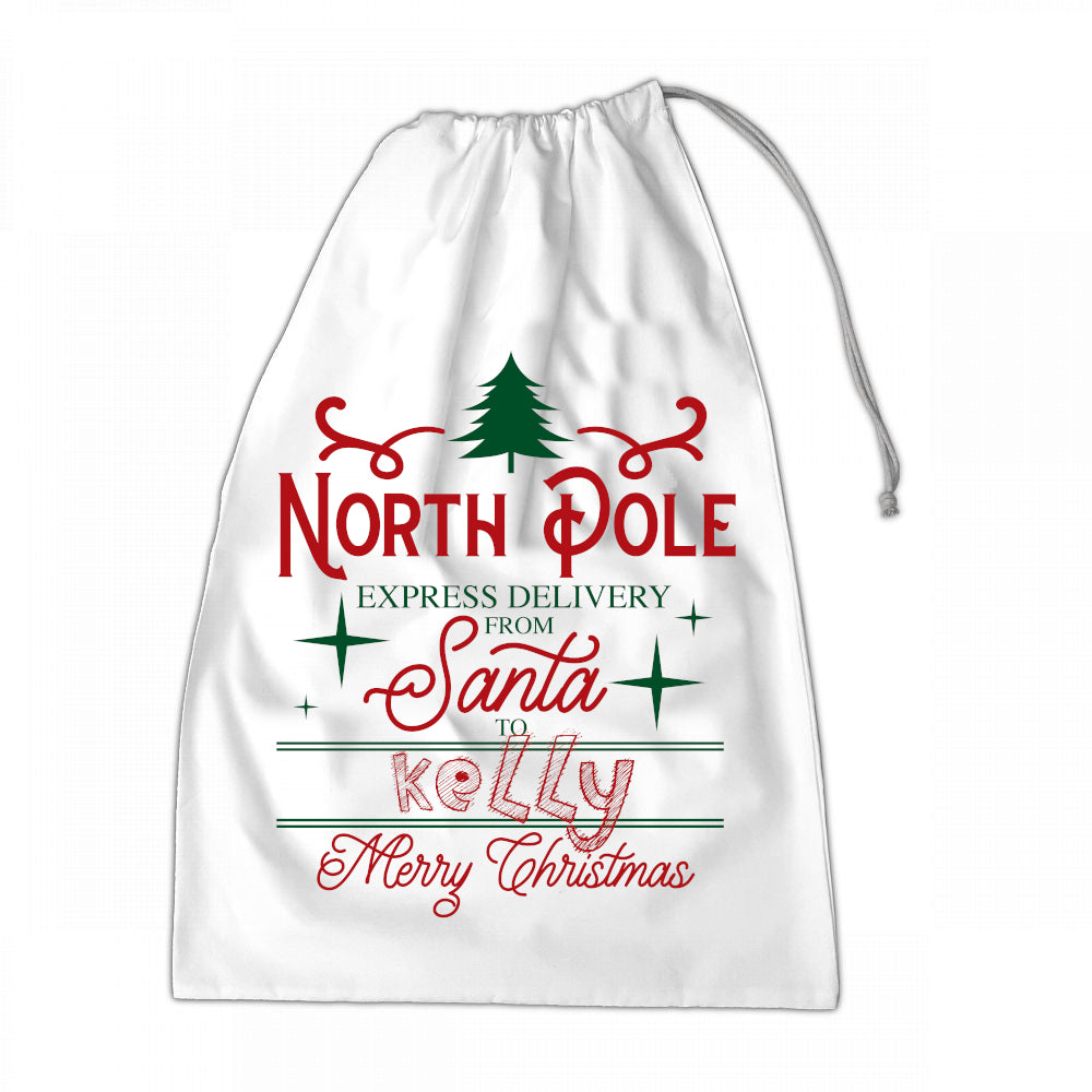 Personalised Santa Sack XLarge 50x70cm North Pole Special Delivery For NAME #4 - Perham Prints