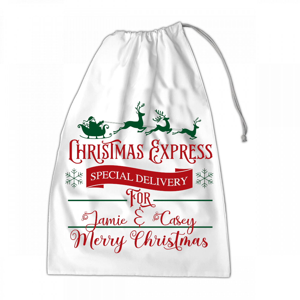 Personalised Santa Sack XLarge 50x70cm Christmas Express Special Delivery For NAME #7 - Perham Prints