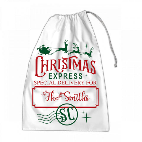 Personalised Santa Sack XLarge 50x70cm Christmas Express Special Delivery For NAME Stamped #8