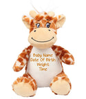 Personalised Brown Giraffe Animal Teddy Cuddle Toy - 1