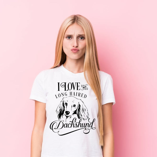 I Love My Long Haired Dachshund Tshirt Dog Lover Gift - 1
