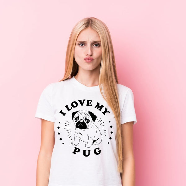 I Love My Pug Tshirt Dog Lover Gift - 1