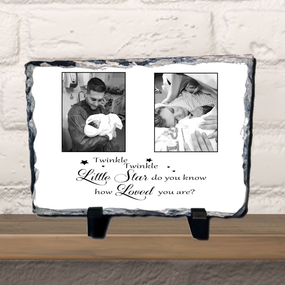 Twinkle Twinkle Little Star Nursery Rhyme Personalised Photo Slate New Born Baby